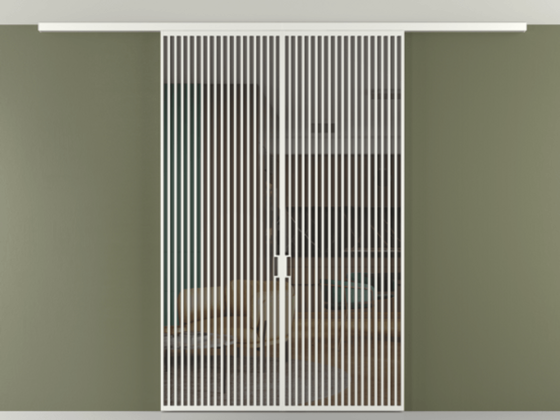 Перегородка Формато вдоль стены на потолок 2 створки АЛПР 040.06 Алюминий светло-серый Прозрачное серое стекло, триплекс Цена 2777211 ₸ | Volhovec