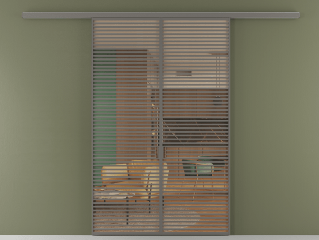 Перегородка Формато вдоль стены 2 створки АЛПР 040.07 Алюминий классический серый Прозрачное оранжевое стекло, триплекс Цена 2588922 ₸ | Volhovec