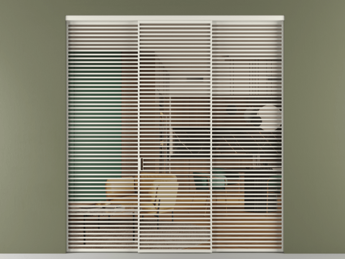 Перегородка Формато внутри проёма 3 створки АЛПР 040.07 Алюминий Белый Прозрачное бронзовое стекло, триплекс Цена 3310524 ₸ | Volhovec