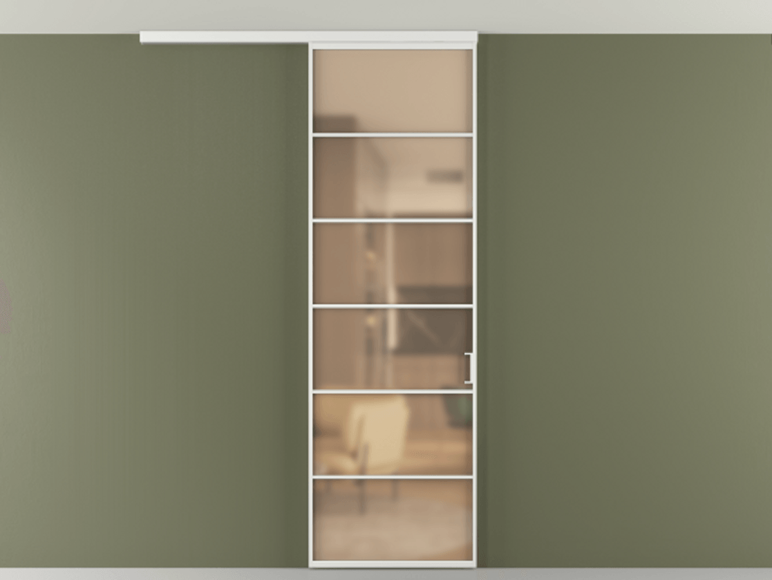 Перегородка Формато вдоль стены на потолок 1 створка АЛПР 040.04 Алюминий белоснежный Сатинированное оранжевое стекло, триплекс Цена 780891 ₸ | Volhovec