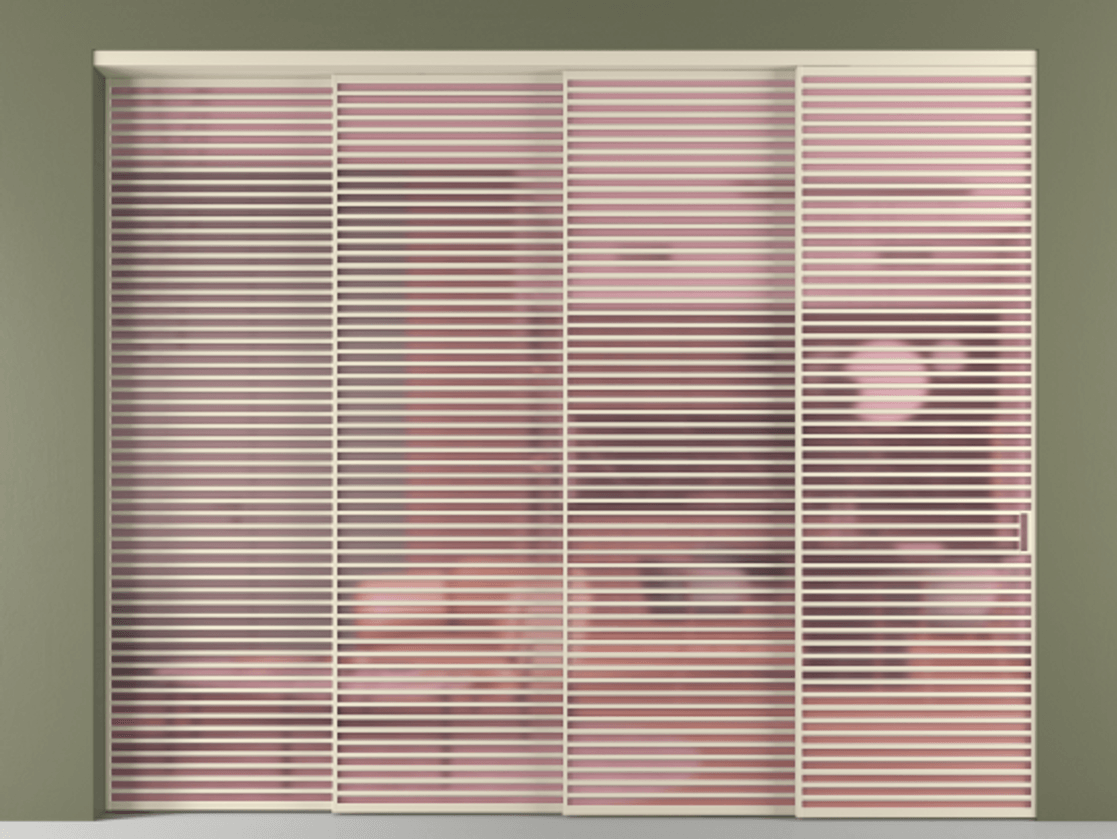 Межкомнатная дверь New Перегородка Formato внутри проёма телескопик синхро 3 АЛПР 040.07 Алюминий бежево-серый Сатинированное розовое стекло, триплекс Цена 5388200  | Volhovec