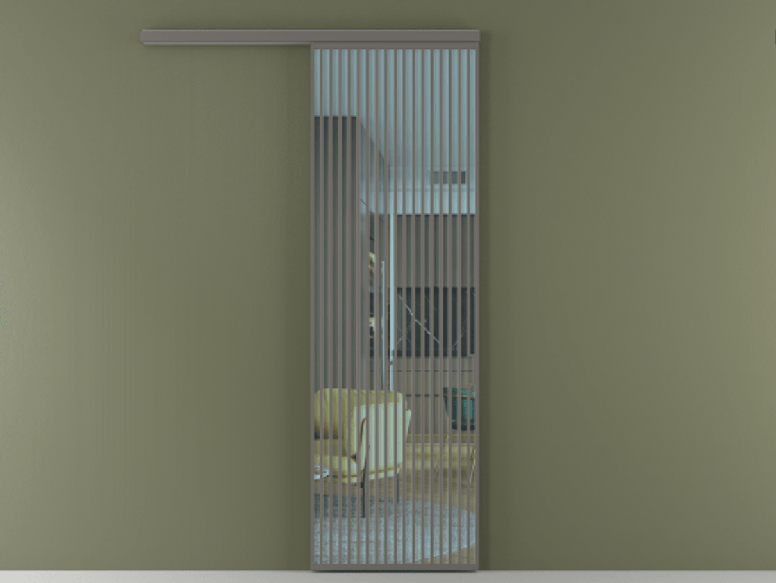 Перегородка Formato вдоль стены 1 створка АЛПР 040.06 Алюминий классический серый Прозрачное голубое стекло, триплекс Цена 1151200 ₸  | Volhovec