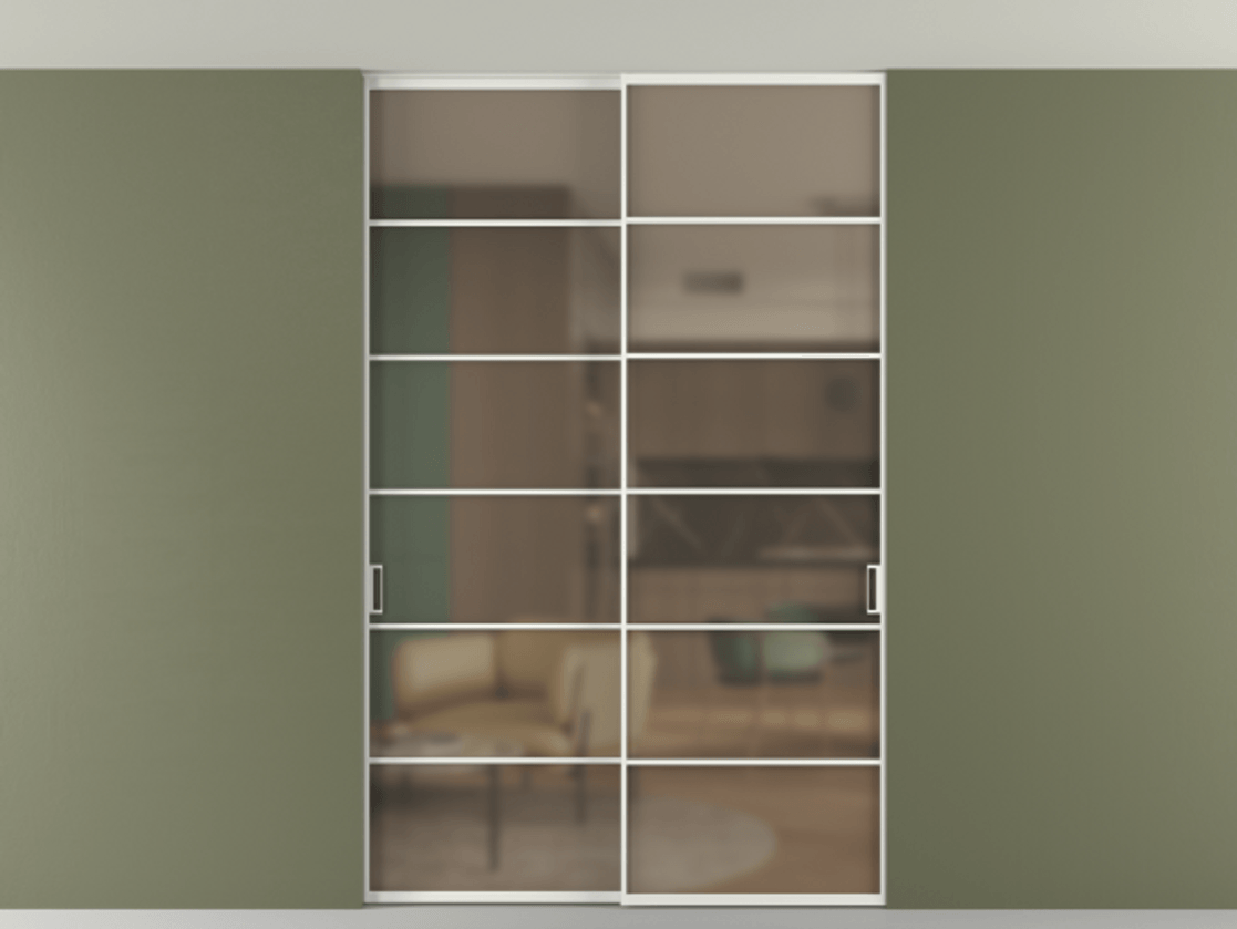 Перегородка Формато внутри проёма скрытое крепление в потолок 2 створки АЛПР 040.04 Алюминий светло-серый Сатинированное бронзовое стекло, триплекс. Цена 1973803 ₸ 1. Полотно 2 шт. (800/2100 мм)
2. Комплект установки раздвижной системы
3. Базовый комплект фурнитуры
4. Ручка Рондо. Фабрика дверей Волховец 8 (800) 551 43 19 Перегородка Формато внутри проёма скрытое крепление в потолок 2 створки АЛПР 040.04 Алюминий светло-серый Сатинированное бронзовое стекло, триплекс Цена 1973803 ₸ | Volhovec