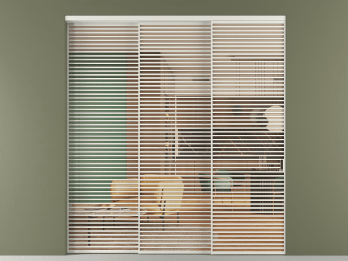 Перегородка Formato внутри проёма 3 створки с синхронным механизмом АЛПР 040.07 Алюминий серый Прозрачное оранжевое стекло, триплекс Цена 3617600 ₸  | Volhovec