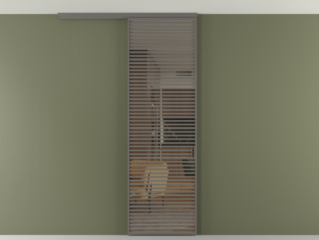 Перегородка Формато вдоль стены на потолок 1 створка АЛПР 040.07 Алюминий классический серый Прозрачное бронзовое стекло, триплекс Цена 1415444 ₸ | Volhovec