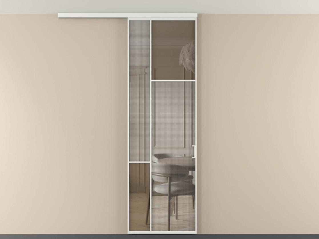 Перегородка Mosaic вдоль стены на потолок одностворчатая #VENDORCODE# #FURNISH# #GLASS# Цена #PRICE# #CURRENCY# | Volhovec