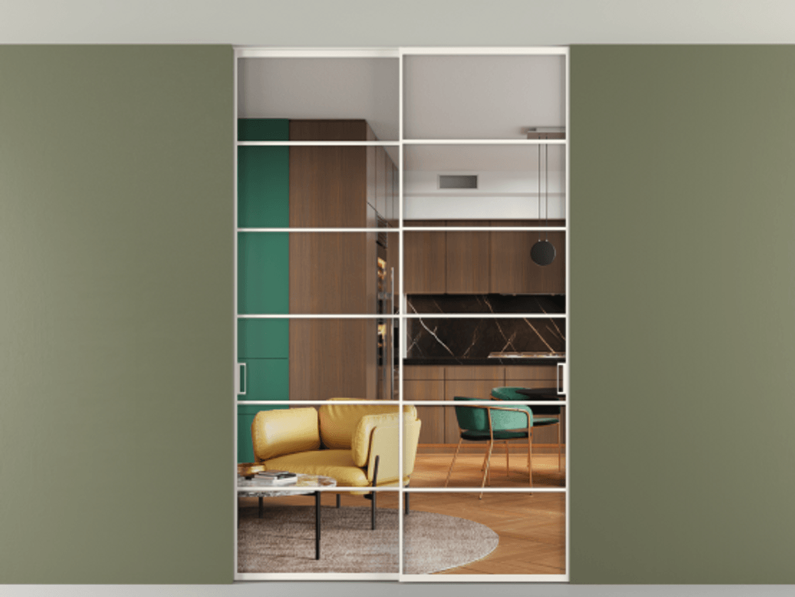 Перегородка Формато внутри проёма скрытое крепление в потолок 2 створки АЛПР 040.04 Алюминий пудровый белый Прозрачное стекло "Кристал Вижн", калёное. Цена 2439461 ₸ 1. Полотно 2 шт. (800/2100 мм)
2. Комплект установки раздвижной системы
3. Базовый комплект фурнитуры
4. Ручка Рондо. Фабрика дверей Волховец 8 (800) 551 43 19 Перегородка Формато внутри проёма скрытое крепление в потолок 2 створки АЛПР 040.04 Алюминий пудровый белый Прозрачное стекло "Кристал Вижн", калёное Цена 2439461 ₸ | Volhovec