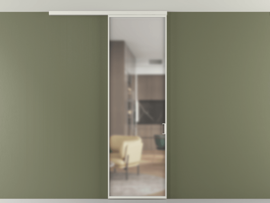 Перегородка Формато вдоль стены на потолок 1 створка АЛПР 040.01 Алюминий серый Сатинированное стекло "Мателюкс Кристал Вижн", калёное, матовое, каленое 6 мм Цена 903949 ₸ | Volhovec