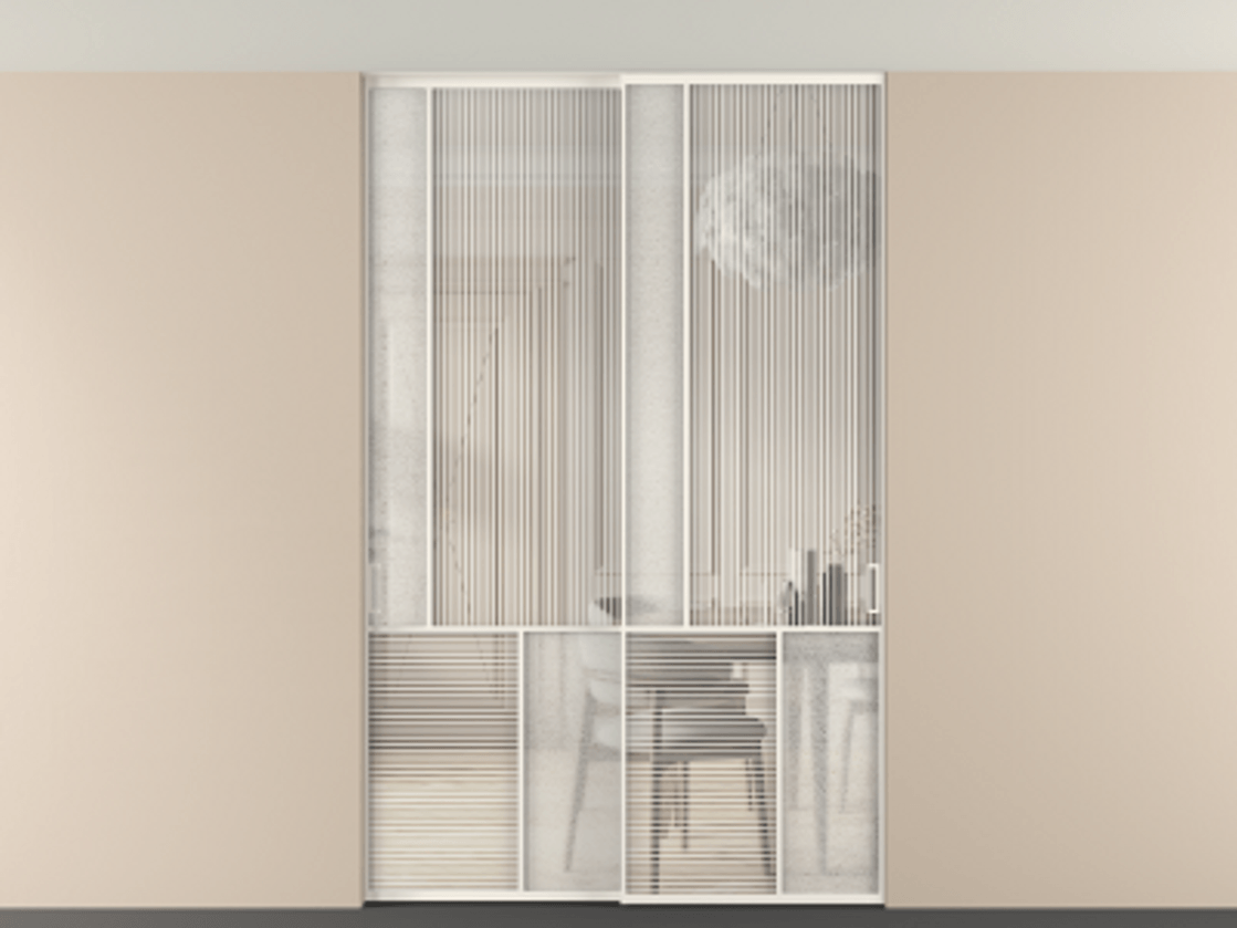 Перегородка Мозаик внутри проёма скрытое крепление в потолок 2 створки АЛПР 041.20 Алюминий пудровый белый Рифлёное стекло "Дюна", триплекс, 6 мм + Фактурное стекло "Лёд", триплекс. Цена 2574785 ₸ . Фабрика дверей Волховец 8 (800) 551 43 19 Перегородка Мозаик внутри проёма скрытое крепление в потолок 2 створки АЛПР 041.20 Алюминий пудровый белый Рифлёное стекло "Дюна", триплекс, 6 мм + Фактурное стекло "Лёд", триплекс Цена 2574785 ₸ | Volhovec