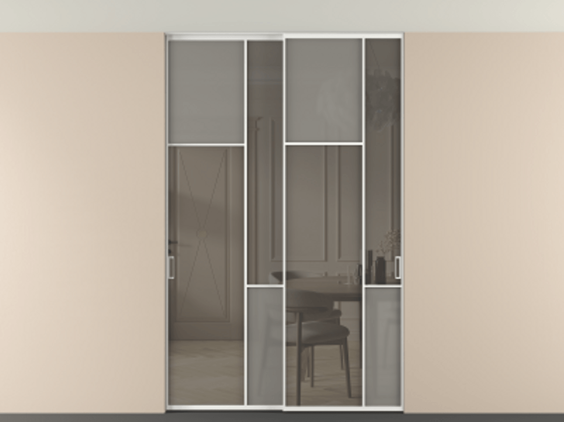 Перегородка Мозаик внутри проёма скрытое крепление в потолок 2 створки АЛПР 041.10 Алюминий белоснежный Сатинированное серое стекло, триплекс, 6 мм + Прозрачное серое стекло, триплекс. Цена 2453825 ₸ . Фабрика дверей Волховец 8 (800) 551 43 19 Перегородка Мозаик внутри проёма скрытое крепление в потолок 2 створки АЛПР 041.10 Алюминий белоснежный Сатинированное серое стекло, триплекс, 6 мм + Прозрачное серое стекло, триплекс Цена 2453825 ₸ | Volhovec