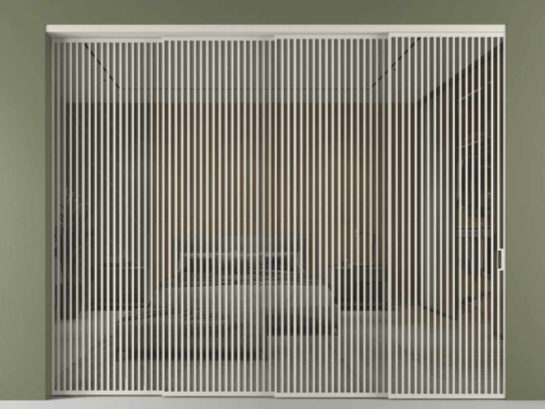 Перегородка Формато внутри проёма 4 створки с синхронным механизмом АЛПР 040.06 Алюминий тёплый серый Рефлективное серое стекло "Стопсол", калёное. Цена 7165368 ₸ 1. Полотно 4 шт. (800/2100 мм)
2. Комплект установки раздвижной системы
3. Базовый комплект фурнитуры
4. Комплект фурнитуры телескопик синхро-3
5. Ручка Рондо. Фабрика дверей Волховец 8 (800) 551 43 19 Перегородка Формато внутри проёма 4 створки с синхронным механизмом АЛПР 040.06 Алюминий тёплый серый Рефлективное серое стекло "Стопсол", калёное Цена 7165368 ₸ | Volhovec