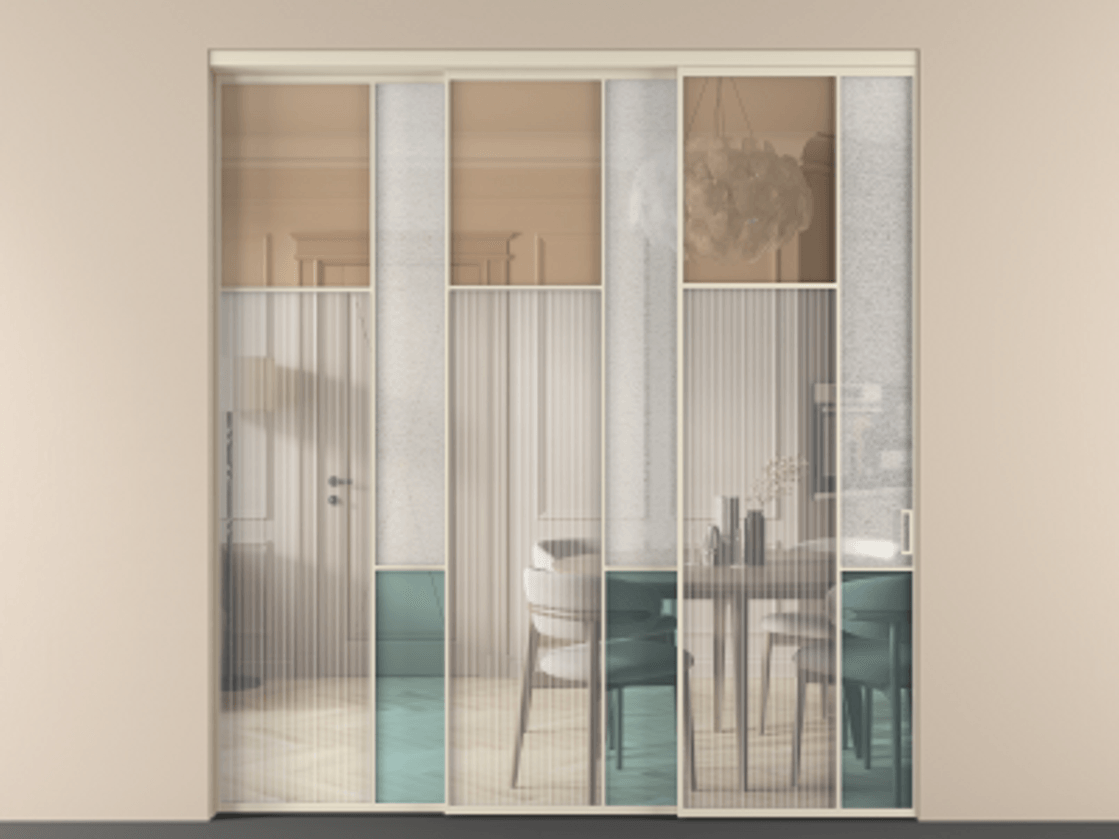 Перегородка Mosaic внутри проёма 3 створки с синхронным механизмом АЛПР 041.10 Алюминий бежево-серый Комбинация стекол Группы 1 и Группы 3. Цена 2841600 ₸ . Фабрика дверей Волховец 8 (800) 551 43 19 Перегородка Mosaic внутри проёма 3 створки с синхронным механизмом АЛПР 041.10 Алюминий бежево-серый Комбинация стекол Группы 1 и Группы 3 Цена 2841600 ₸ | Volhovec