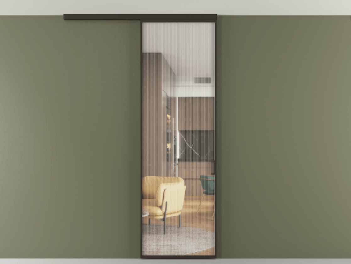 Перегородка Formato вдоль стены на потолок одностворчатая #VENDORCODE# #FURNISH# #GLASS# Цена #PRICE# #CURRENCY# | Volhovec