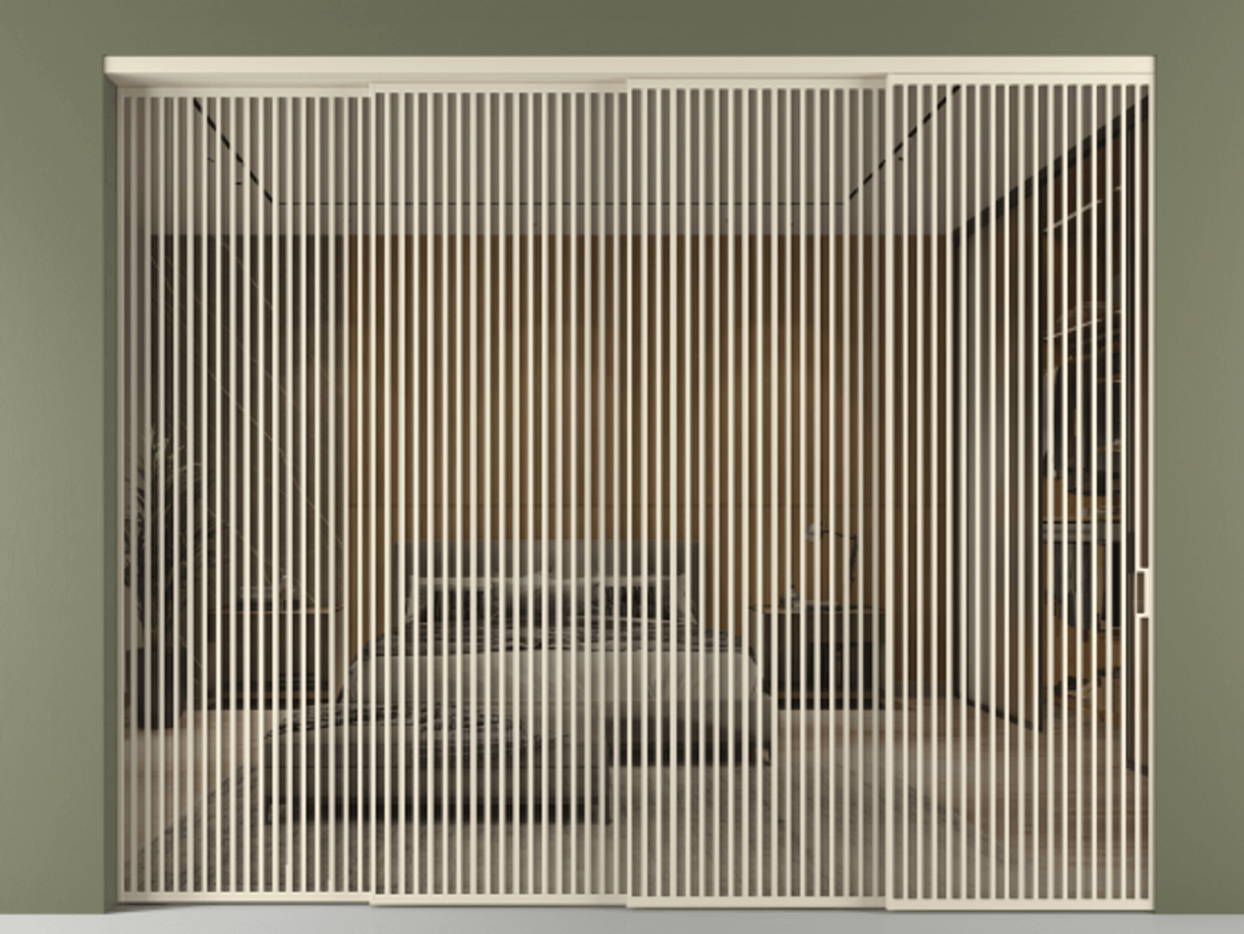 Перегородка Формато внутри проёма 4 створки с синхронным механизмом АЛПР 040.06 Алюминий бежево-серый Рефлективное бронзовое стекло "Стопсол", калёное. Цена 7165368 ₸ 1. Полотно 4 шт. (800/2100 мм)
2. Комплект установки раздвижной системы
3. Базовый комплект фурнитуры
4. Комплект фурнитуры телескопик синхро-3
5. Ручка Рондо. Фабрика дверей Волховец 8 (800) 551 43 19 Перегородка Формато внутри проёма 4 створки с синхронным механизмом АЛПР 040.06 Алюминий бежево-серый Рефлективное бронзовое стекло "Стопсол", калёное Цена 7165368 ₸ | Volhovec