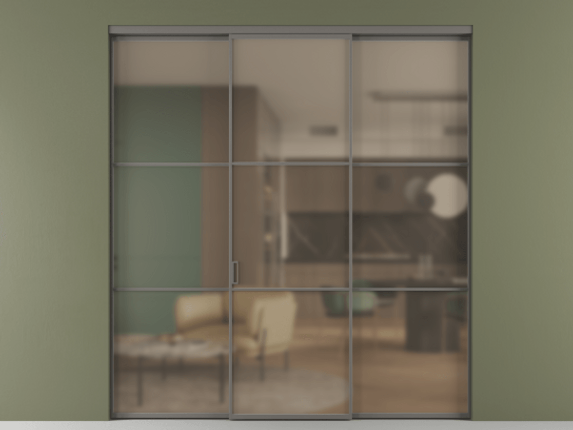 Перегородка Формато внутри проёма 3 створки АЛПР 040.03 Алюминий классический серый Сатинированное бронзовое стекло, триплекс. Цена 1793799 ₸ 1. Полотно 3 шт. (800/2100 мм)
2. Комплект установки раздвижной системы
3. Базовый комплект фурнитуры
4.Ручка Рондо. Фабрика дверей Волховец 8 (800) 551 43 19 Перегородка Формато внутри проёма 3 створки АЛПР 040.03 Алюминий классический серый Сатинированное бронзовое стекло, триплекс Цена 1793799 ₸ | Volhovec