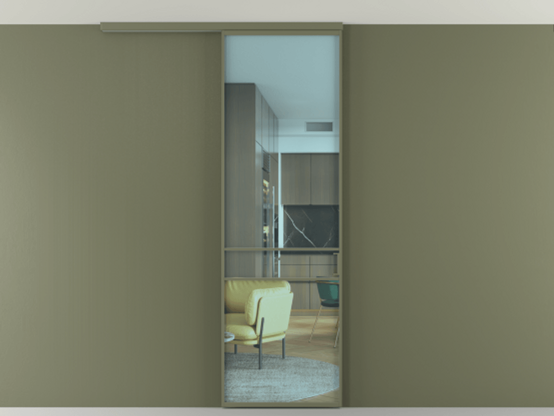 Перегородка Formato вдоль стены на потолок одностворчатая #VENDORCODE# #FURNISH# #GLASS# Цена #PRICE# #CURRENCY# | Volhovec