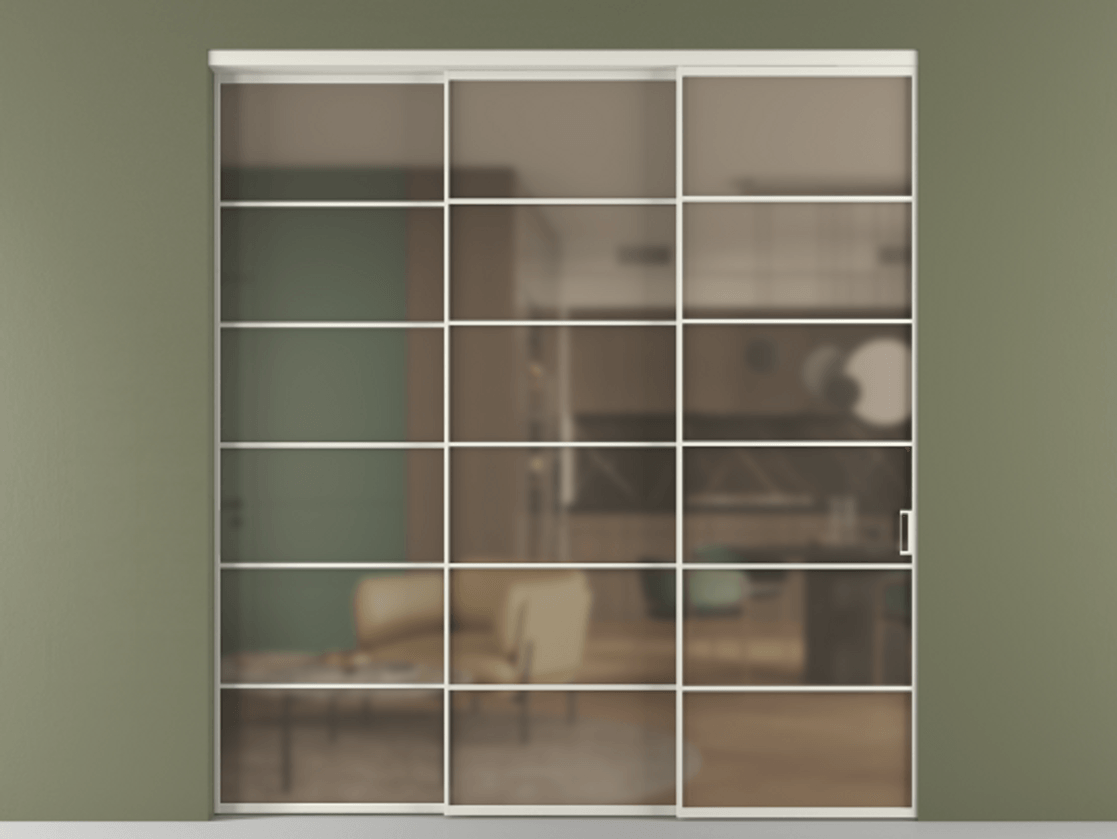 Перегородка Formato внутри проёма телескопик синхро 2 АЛПР 040.04 Алюминий Белый Сатинированное бронзовое стекло, триплекс. Скрытый короб БЕЛ Цена 2161290 ₸ 1. Полотно 3 шт. (800/2100 мм)
2. Комплект установки раздвижной системы
3. Базовый комплект фурнитуры
4. Комплект фурнитуры телескопик синхро-2
5.Ручка RONDO
. Фабрика дверей Волховец 8 (800) 551 43 19 Перегородка Formato внутри проёма телескопик синхро 2 АЛПР 040.04 Алюминий Белый Сатинированное бронзовое стекло, триплекс Цена 2161290 ₸ | Volhovec