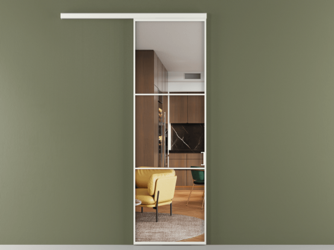 Перегородка Формато вдоль стены 1 створка АЛПР 040.03 Алюминий светло-серый Прозрачное стекло "Кристал Вижн", калёное Цена 850349 ₸  | Volhovec