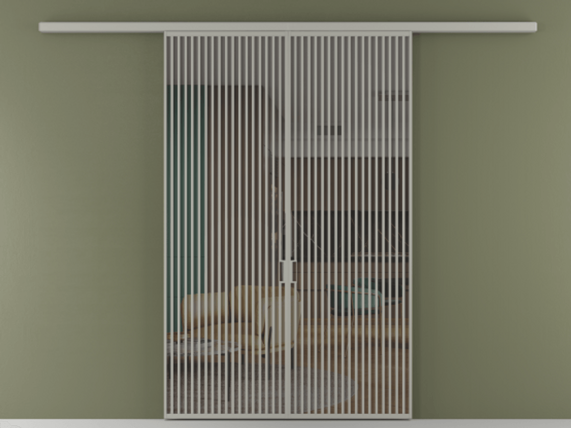 Перегородка Formato вдоль стены 2 створки АЛПР 040.06 Алюминий нейтральный серый Прозрачное серое стекло, триплекс Цена 3243240 ₸ | Volhovec