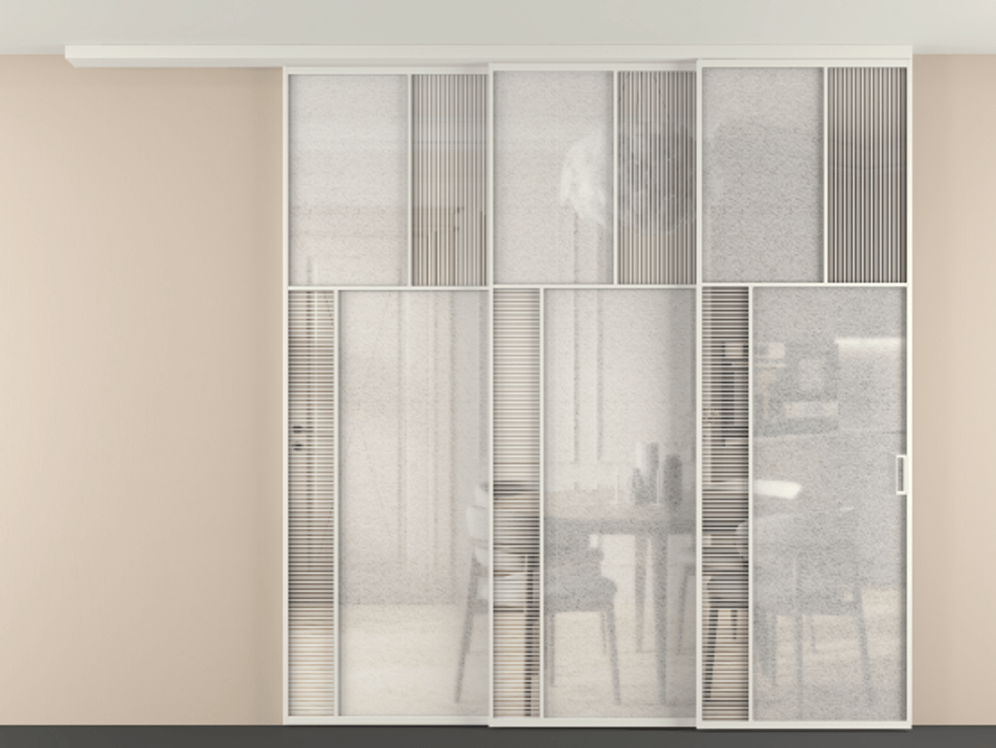 Перегородка Mosaic вдоль стены телескопик синхро-3 #VENDORCODE# #FURNISH# #GLASS# Цена #PRICE# #CURRENCY# | Volhovec