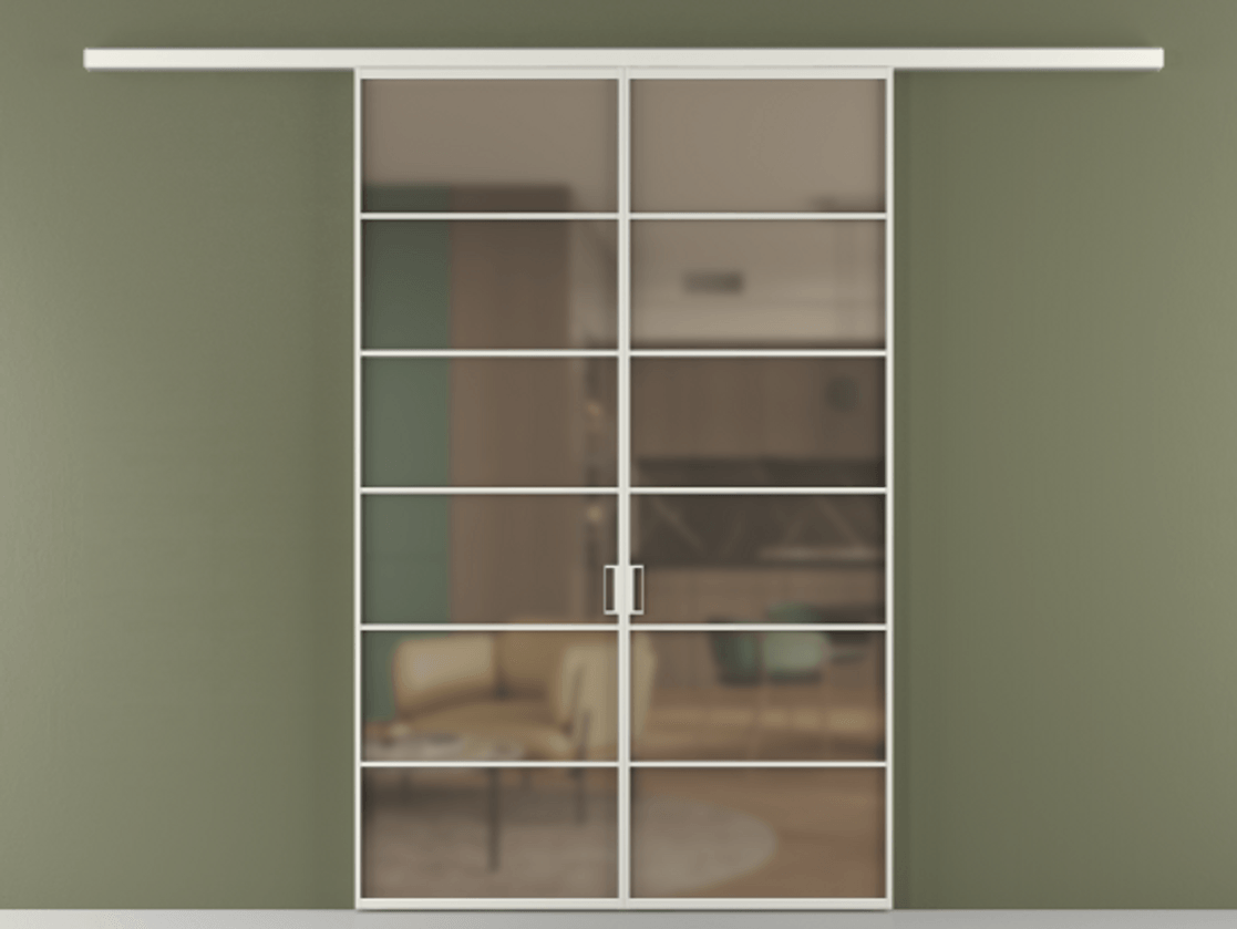 Перегородка Формато вдоль стены 2 створки АЛПР 040.04 Алюминий серый Сатинированное бронзовое стекло, триплекс Цена 1566054 ₸ | Volhovec