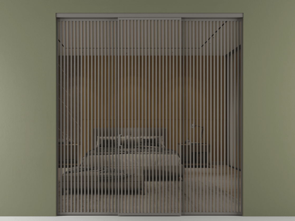 Перегородка Формато внутри проёма 3 створки АЛПР 040.06 Алюминий классический серый Рефлективное бронзовое стекло "Стопсол", калёное Цена 4623696 ₸ | Volhovec