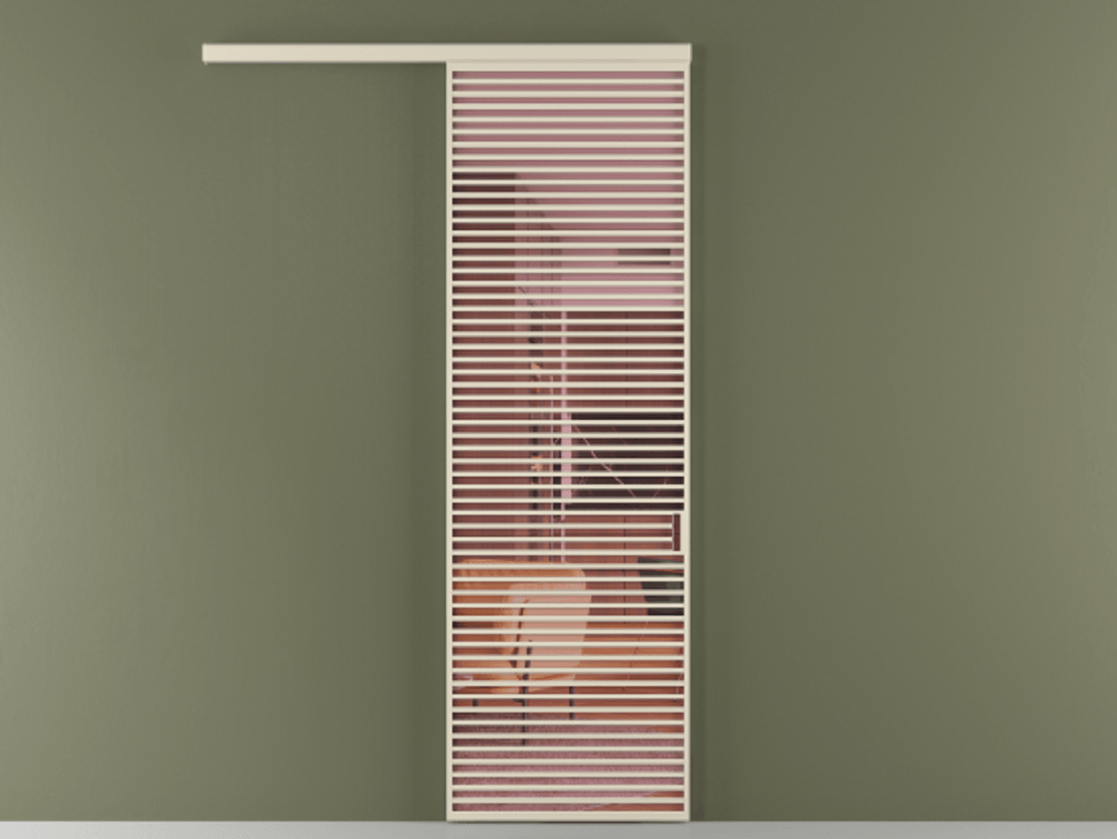 Перегородка Formato вдоль стены 1 створка АЛПР 040.07 Алюминий бежево-серый Прозрачное розовое стекло, триплекс Цена 1151200 ₸  | Volhovec