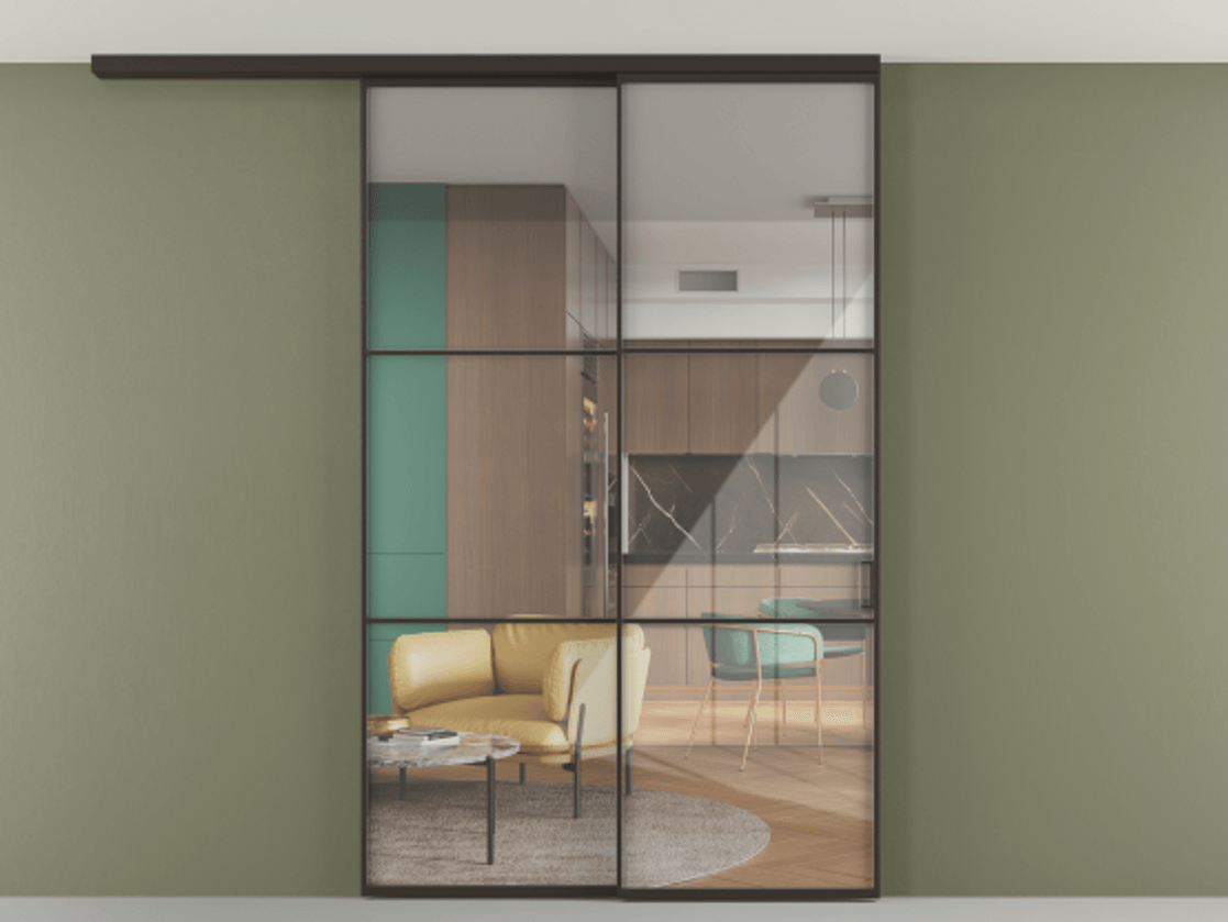 Перегородка Формато вдоль стены на потолок 2 створки с синхронным механизмом АЛПР 040.03 Алюминий антрацит Рефлективное прозрачное стекло "Стопсол", калёное. Цена 2198267 ₸ 1. Полотно 2 шт. (800/2100 мм)
2. Комплект установки раздвижной системы
3. Базовый комплект фурнитуры
4.Ручка Рондо. Фабрика дверей Волховец 8 (800) 551 43 19 Перегородка Формато вдоль стены на потолок 2 створки с синхронным механизмом АЛПР 040.03 Алюминий антрацит Рефлективное прозрачное стекло "Стопсол", калёное Цена 2198267 ₸ | Volhovec