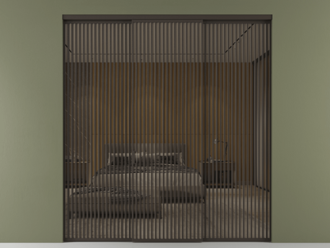 Перегородка Formato внутри проёма 3 створки АЛПР 040.06 Алюминий антрацит Рефлективное бронзовое стекло "Stopsol", калёное Цена 4623696 ₸ | Volhovec