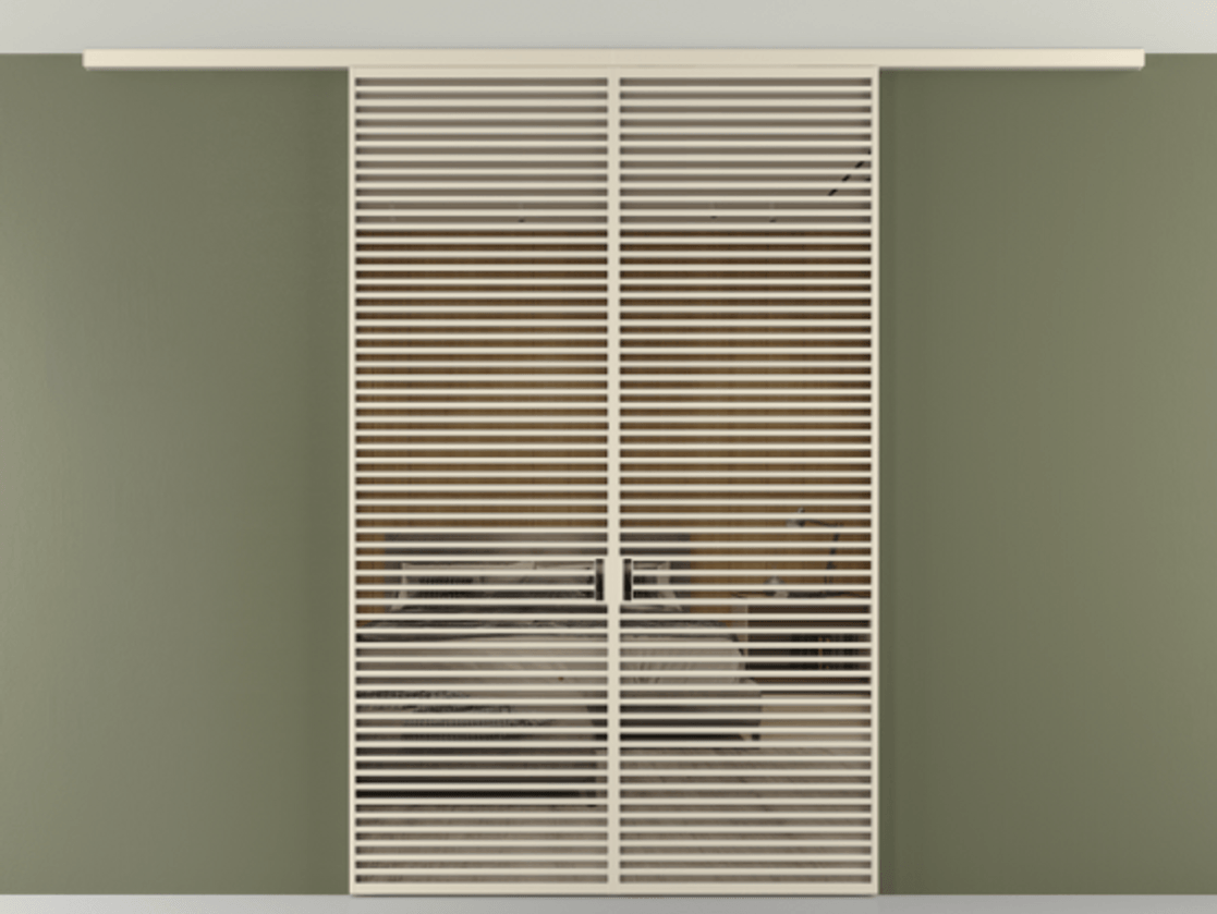 Перегородка Формато вдоль стены на потолок 2 створки АЛПР 040.07 Алюминий бежево-серый Рефлективное бронзовое стекло "Стопсол", калёное Цена 3473971 ₸ | Volhovec