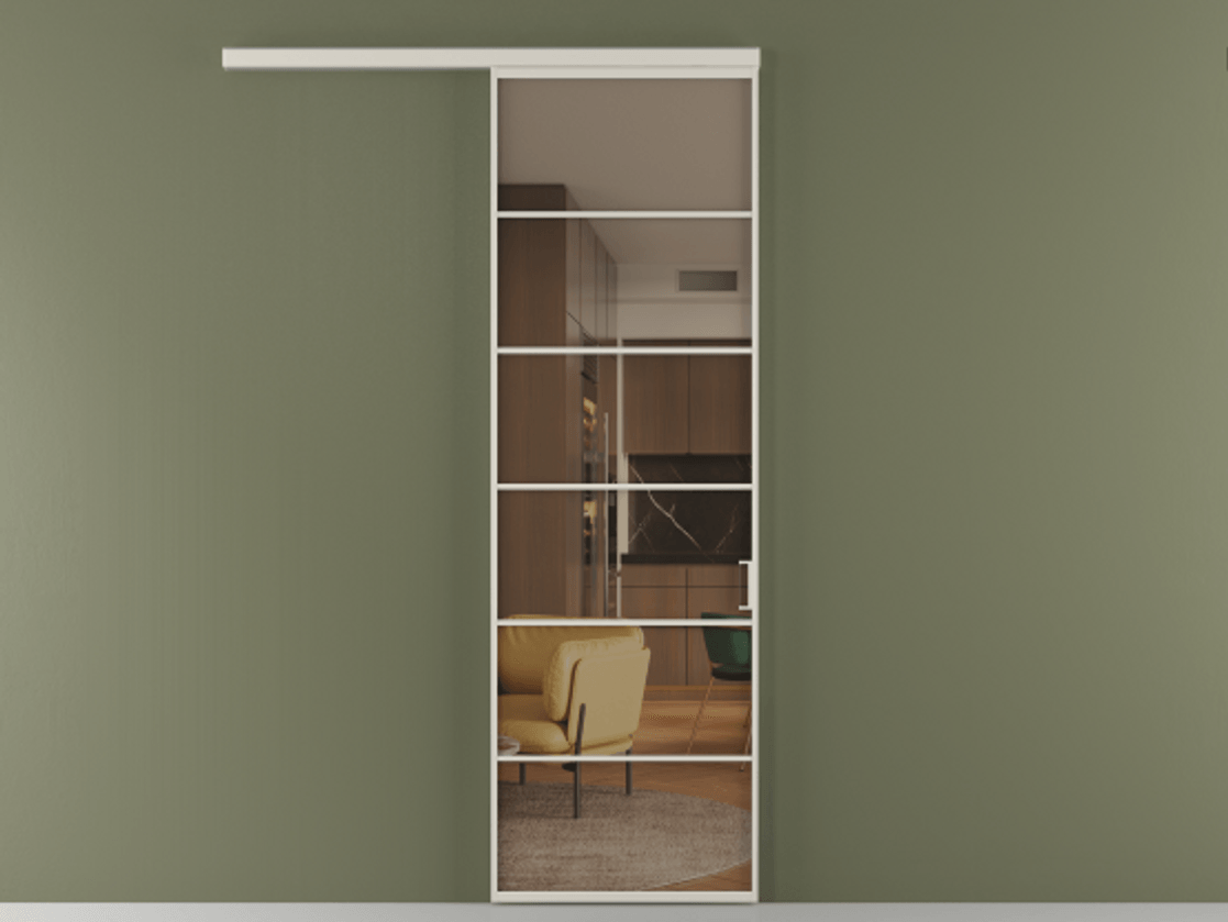 Перегородка Formato вдоль стены 1 створка АЛПР 040.04 Алюминий облачно-серый Прозрачное бронзовое стекло, триплекс Цена 700880 ₸  | Volhovec