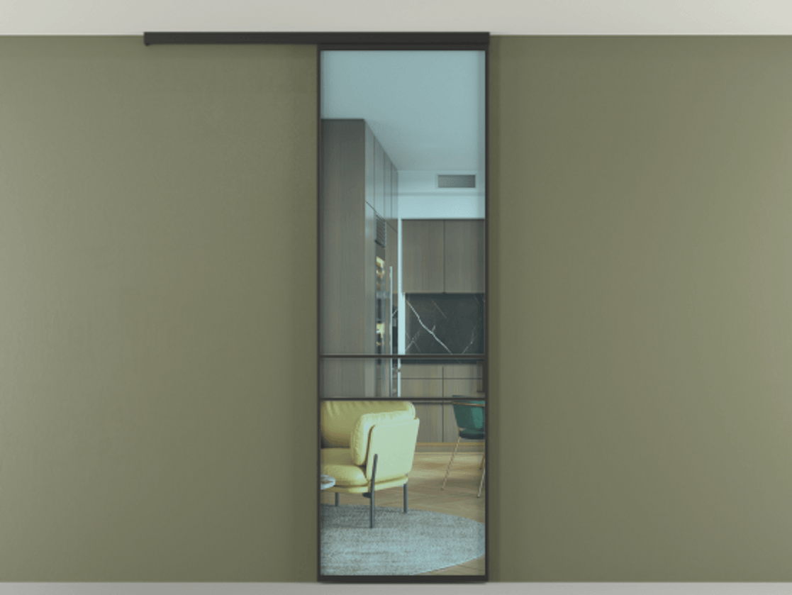 Перегородка Formato вдоль стены на потолок одностворчатая #VENDORCODE# #FURNISH# #GLASS# Цена #PRICE# #CURRENCY# | Volhovec