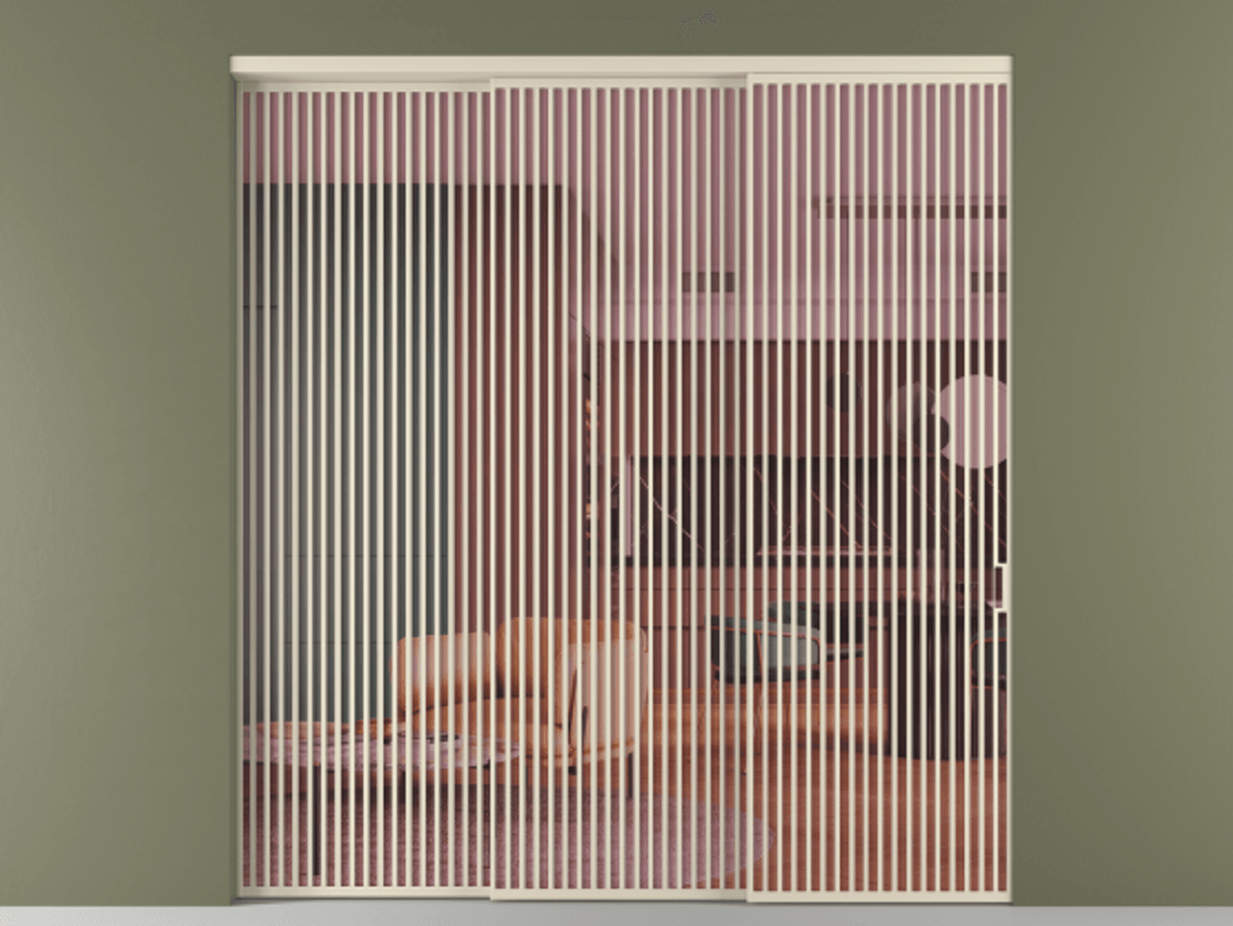 Перегородка Formato внутри проёма 3 створки с синхронным механизмом АЛПР 040.06 Алюминий бежево-серый Прозрачное розовое стекло, триплекс Цена 3617600 ₸  | Volhovec