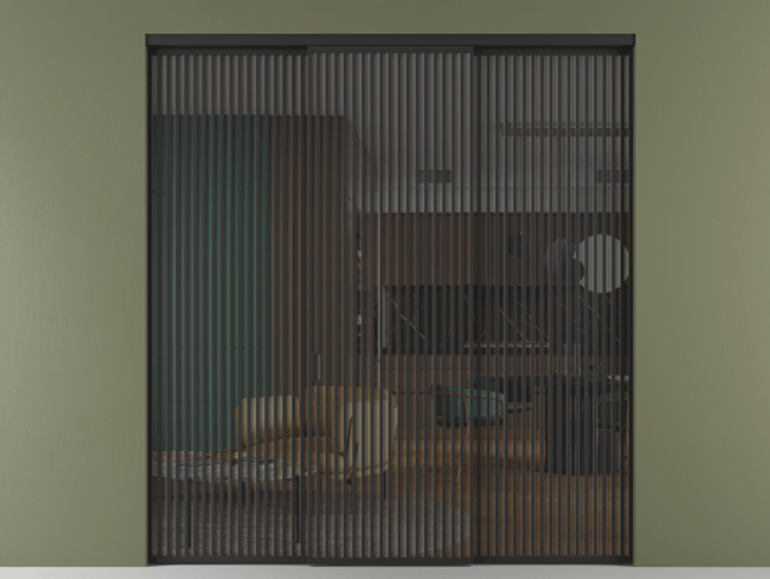 Перегородка Formato внутри проёма 3 створки АЛПР 040.06 Алюминий Черный Прозрачное серое стекло, триплекс Цена 3503760 ₸ | Volhovec