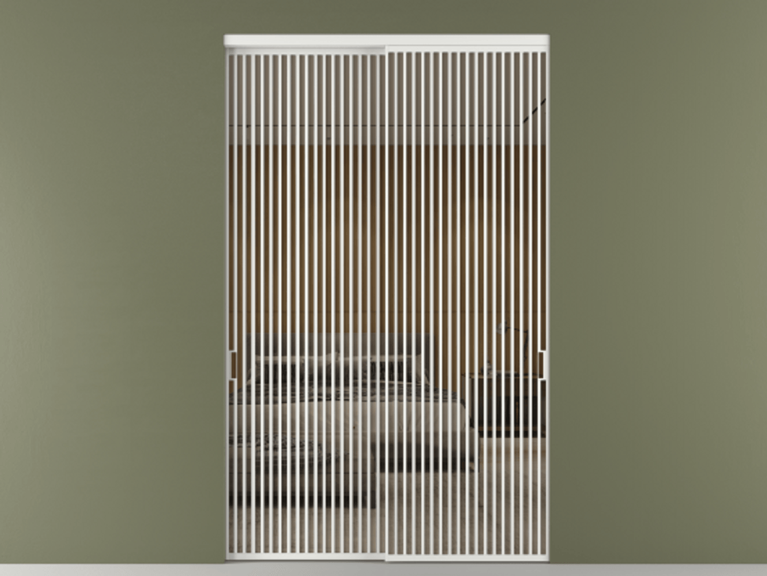 Перегородка Formato внутри проёма 2 створки АЛПР 040.06 Алюминий белоснежный Рефлективное бронзовое стекло "Stopsol", калёное Цена 4207630 ₸  | Volhovec