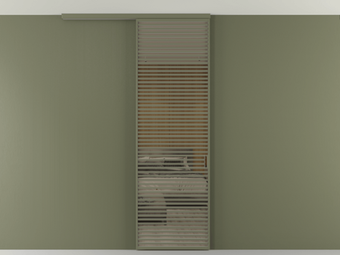 Перегородка Формато вдоль стены на потолок 1 створка АЛПР 040.07 Алюминий оливковый тёмный Рефлективное бронзовое стекло "Стопсол", калёное Цена 1763824 ₸ | Volhovec