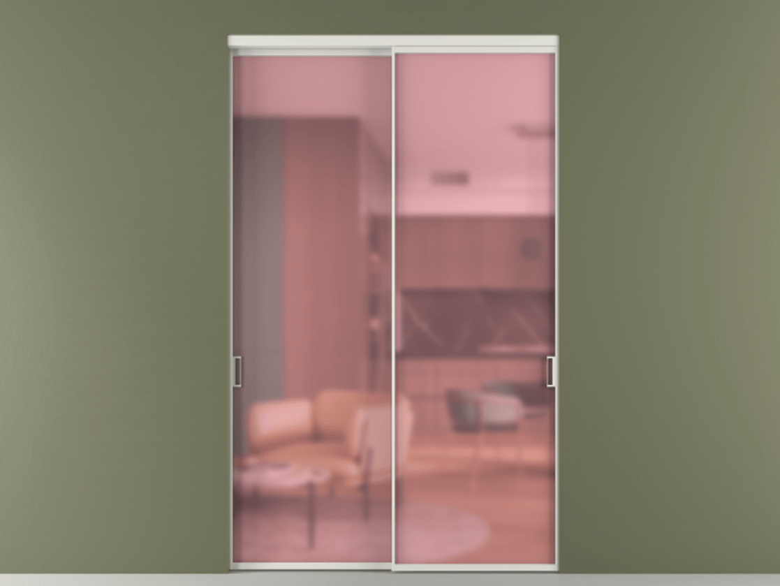 Перегородка Formato внутри проёма 2 створки АЛПР 040.01 Алюминий серый Сатинированное розовое стекло, триплекс Цена 2643400 ₸  | Volhovec