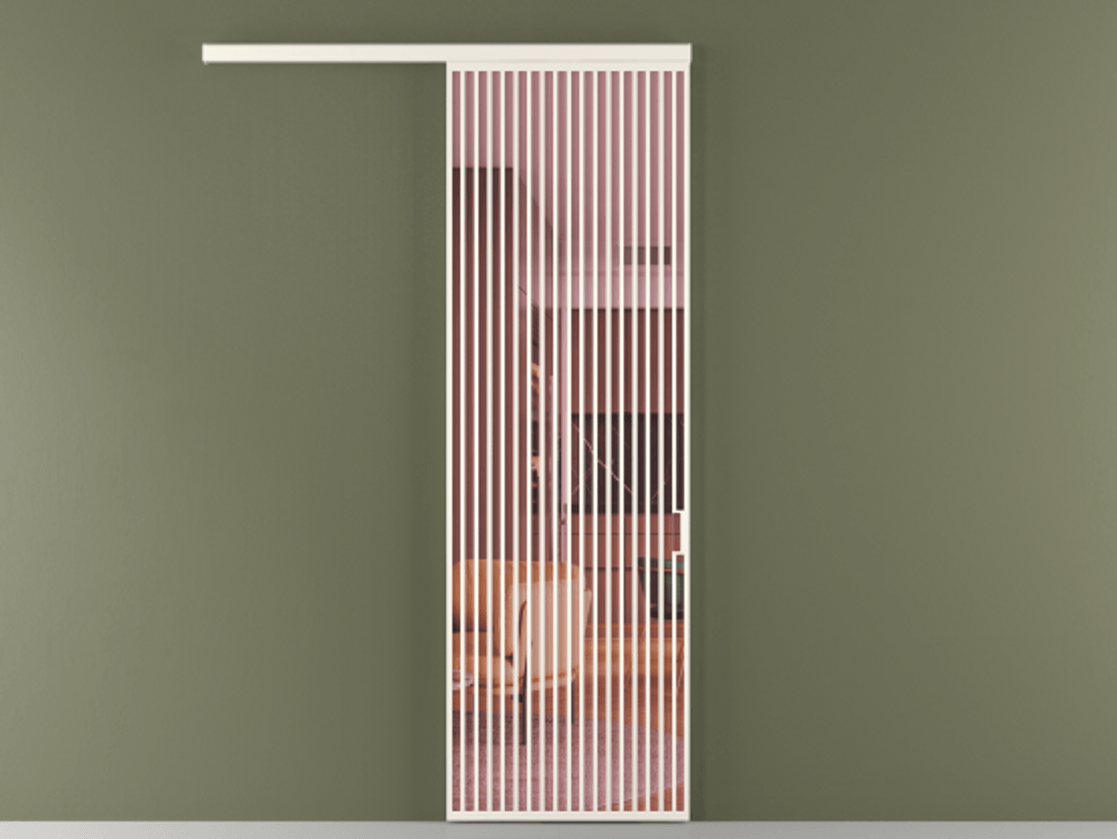 Перегородка Formato вдоль стены 1 створка АЛПР 040.06 Алюминий пудровый белый Прозрачное розовое стекло, триплекс Цена 1151200 ₸  | Volhovec