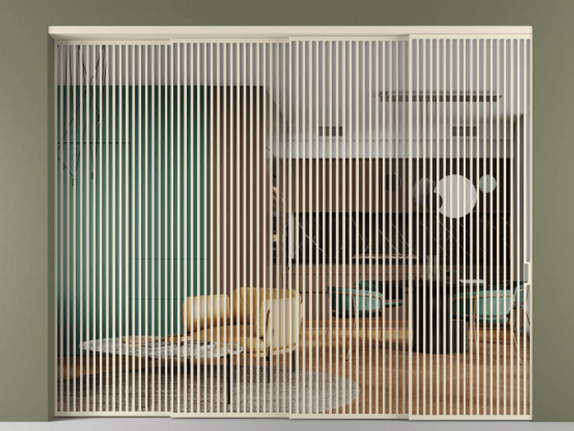 Перегородка Формато внутри проёма 4 створки с синхронным механизмом АЛПР 040.06 Алюминий бежево-серый Прозрачное стекло "Кристал Вижн", калёное. Цена 7165368 ₸ 1. Полотно 4 шт. (800/2100 мм)
2. Комплект установки раздвижной системы
3. Базовый комплект фурнитуры
4. Комплект фурнитуры телескопик синхро-3
5. Ручка Рондо. Фабрика дверей Волховец 8 (800) 551 43 19 Перегородка Формато внутри проёма 4 створки с синхронным механизмом АЛПР 040.06 Алюминий бежево-серый Прозрачное стекло "Кристал Вижн", калёное Цена 7165368 ₸ | Volhovec