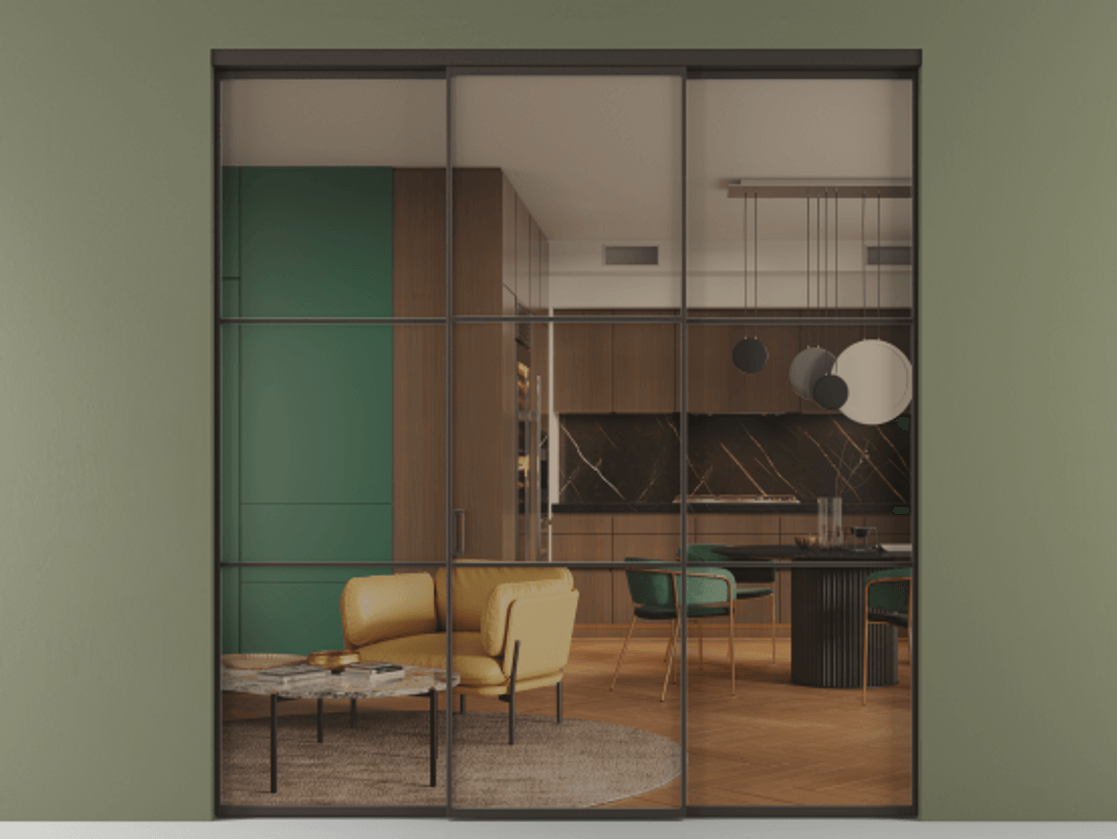 Перегородка Формато внутри проёма 3 створки АЛПР 040.03 Алюминий антрацит Прозрачное бронзовое стекло, триплекс. Цена 1793799 ₸ 1. Полотно 3 шт. (800/2100 мм)
2. Комплект установки раздвижной системы
3. Базовый комплект фурнитуры
4.Ручка Рондо. Фабрика дверей Волховец 8 (800) 551 43 19 Перегородка Формато внутри проёма 3 створки АЛПР 040.03 Алюминий антрацит Прозрачное бронзовое стекло, триплекс Цена 1793799 ₸ | Volhovec