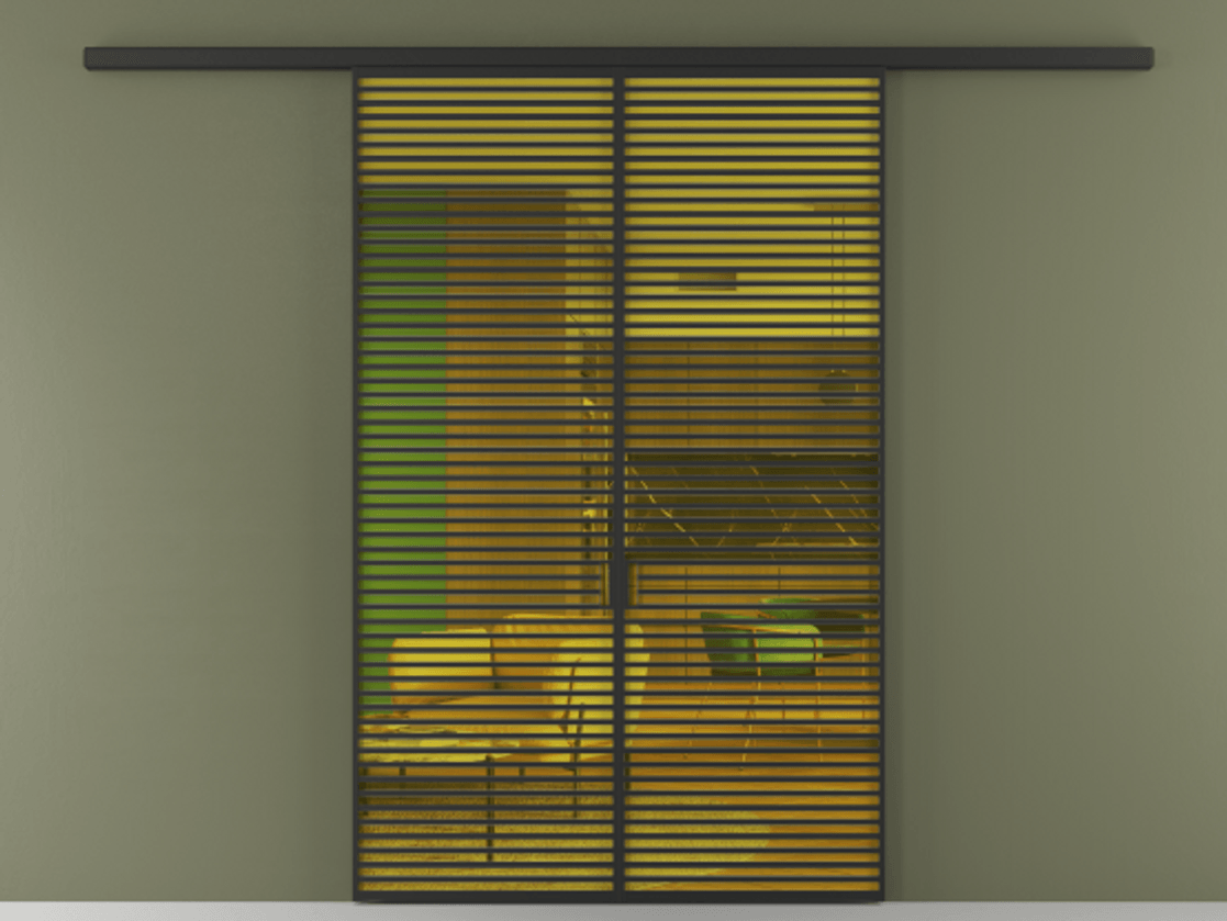 Перегородка Формато вдоль стены 2 створки АЛПР 040.07 Алюминий Черный Прозрачное жёлтое стекло, триплекс Цена 2478924 ₸ | Volhovec