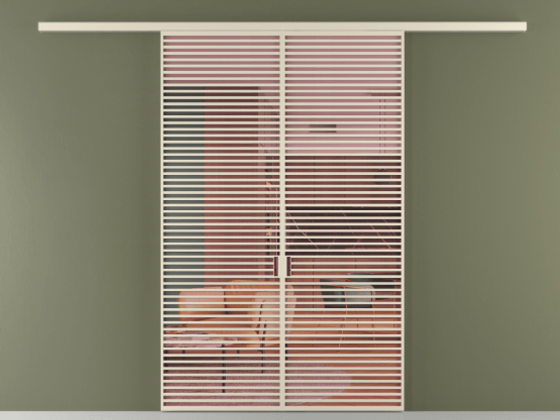 Перегородка Formato вдоль стены 2 створки АЛПР 040.07 Алюминий бежево-серый Прозрачное розовое стекло, триплекс Цена 2244900 ₸ | Volhovec