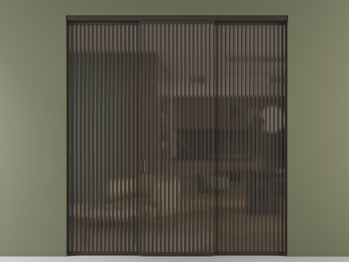 Перегородка Формато внутри проёма 3 створки АЛПР 040.06 Алюминий антрацит Сатинированное бронзовое стекло, триплекс Цена 3460779 ₸ | Volhovec