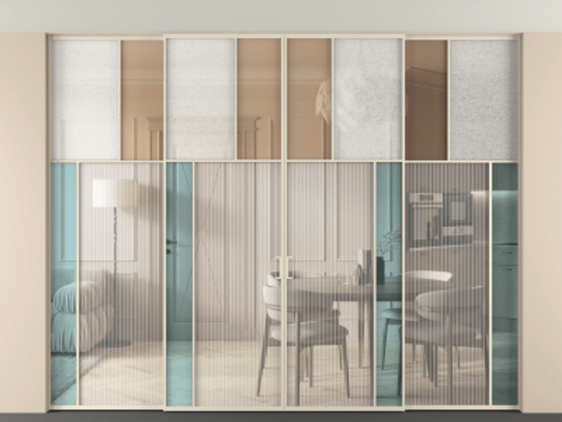 Перегородка Mosaic внутри проёма четырёхстворчатая со скрытым креплением в потолок АЛПР 041.23 Алюминий бежево-серый Комбинация стекол Группы 1 и Группы 3. Цена 3560200 ₸ . Фабрика дверей Волховец 8 (800) 551 43 19 Перегородка Mosaic внутри проёма четырёхстворчатая со скрытым креплением в потолок АЛПР 041.23 Алюминий бежево-серый Комбинация стекол Группы 1 и Группы 3 Цена 3560200 ₸ | Volhovec