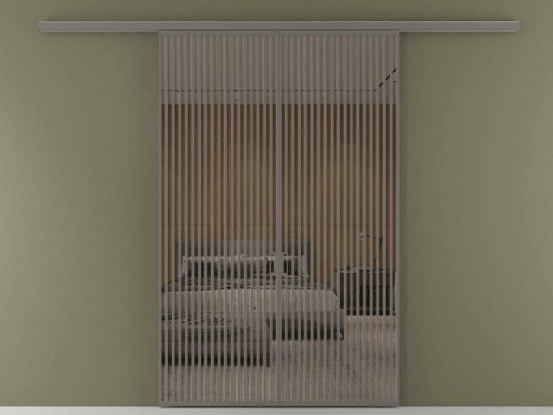 Перегородка Формато вдоль стены 2 створки АЛПР 040.06 Алюминий классический серый Рефлективное бронзовое стекло "Стопсол", калёное Цена 3364200 ₸ | Volhovec