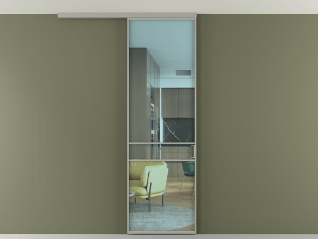 Перегородка Formato вдоль стены на потолок одностворчатая #VENDORCODE# #FURNISH# #GLASS# Цена #PRICE# #CURRENCY# | Volhovec