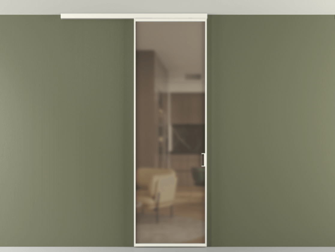 Перегородка Формато вдоль стены на потолок 1 створка АЛПР 040.01 Алюминий жемчужный Сатинированное бронзовое стекло, триплекс Цена 698567 ₸ | Volhovec