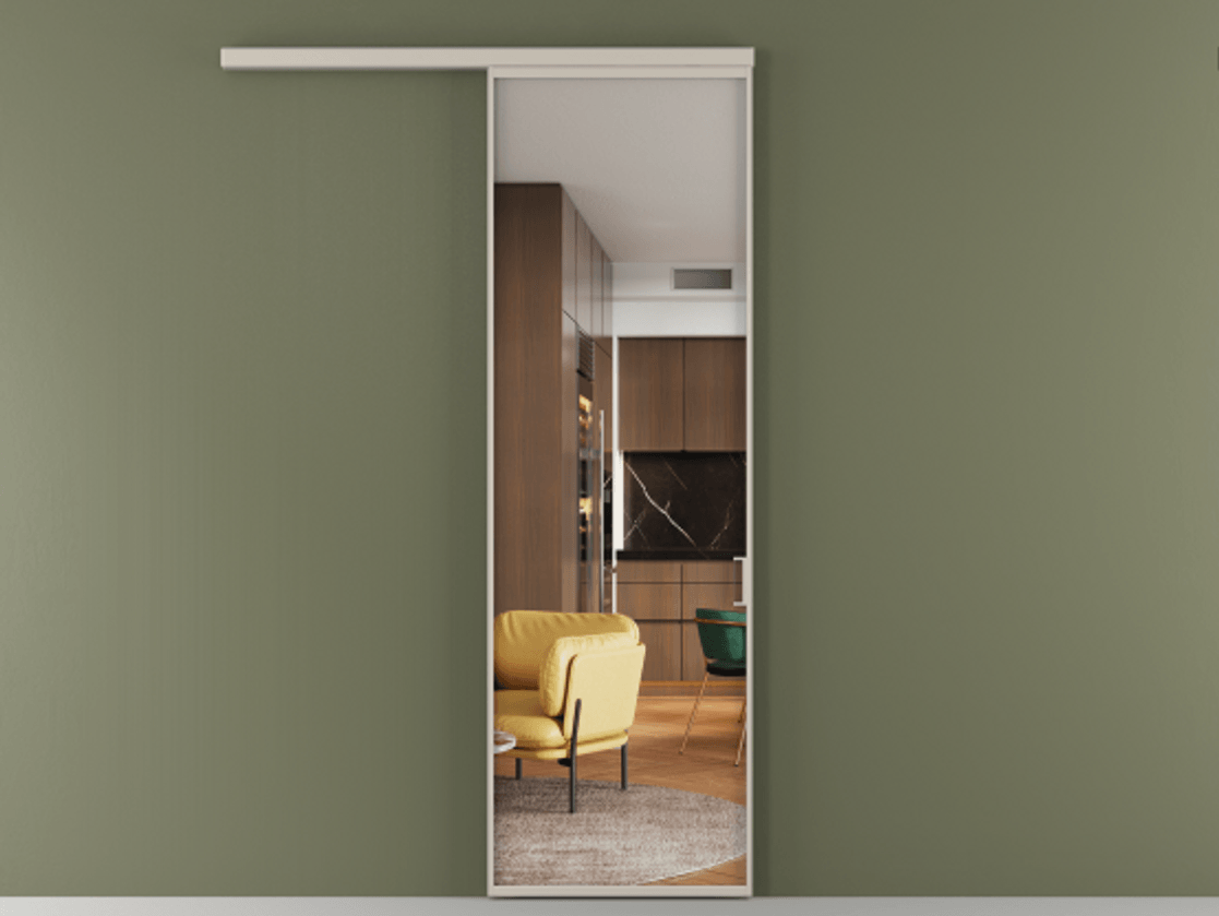 Перегородка Формато вдоль стены 1 створка АЛПР 040.01 Алюминий светло-бежевый Прозрачное стекло "Кристал Вижн", калёное Цена 817690 ₸  | Volhovec