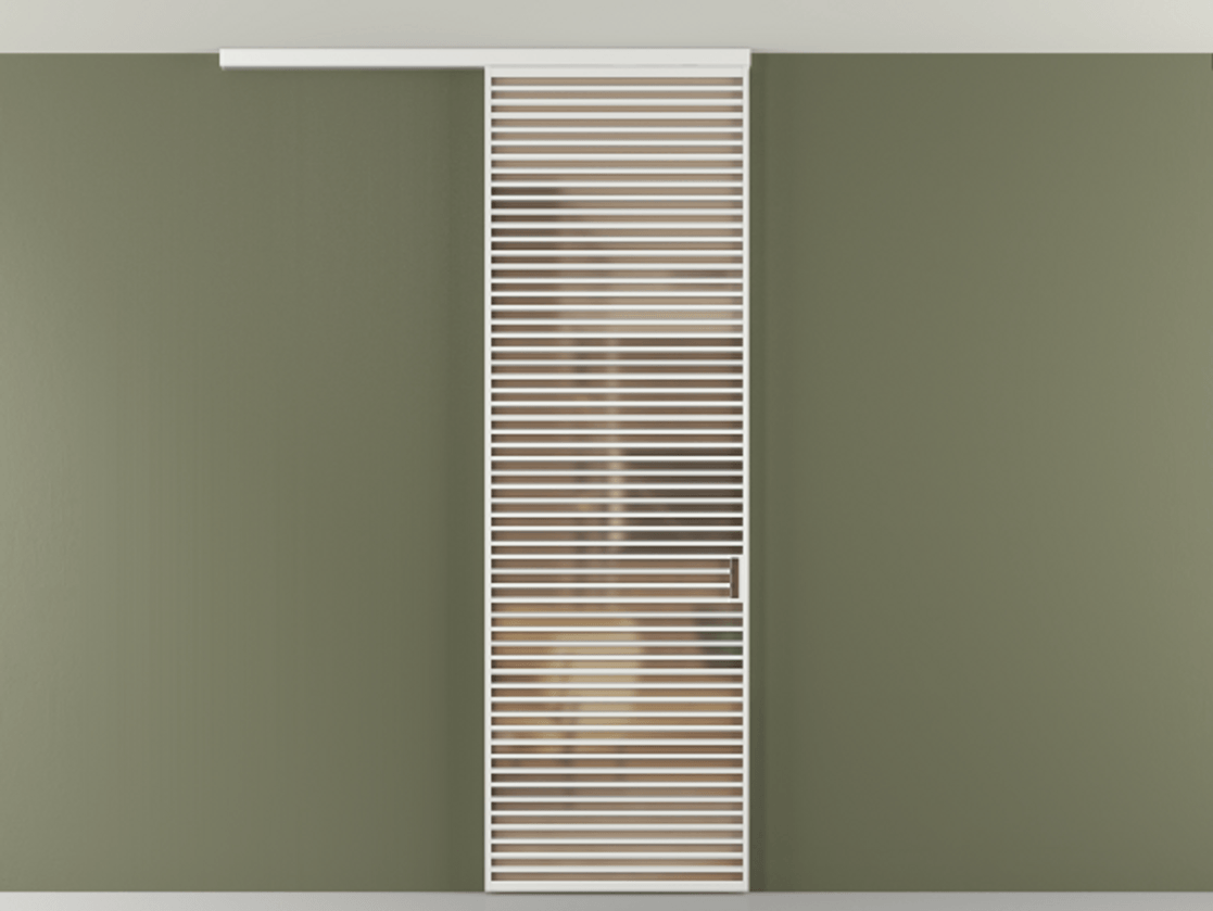 Перегородка Формато вдоль стены на потолок 1 створка АЛПР 040.07 Алюминий белоснежный Сатинированное оранжевое стекло, триплекс Цена 1343469 ₸ | Volhovec