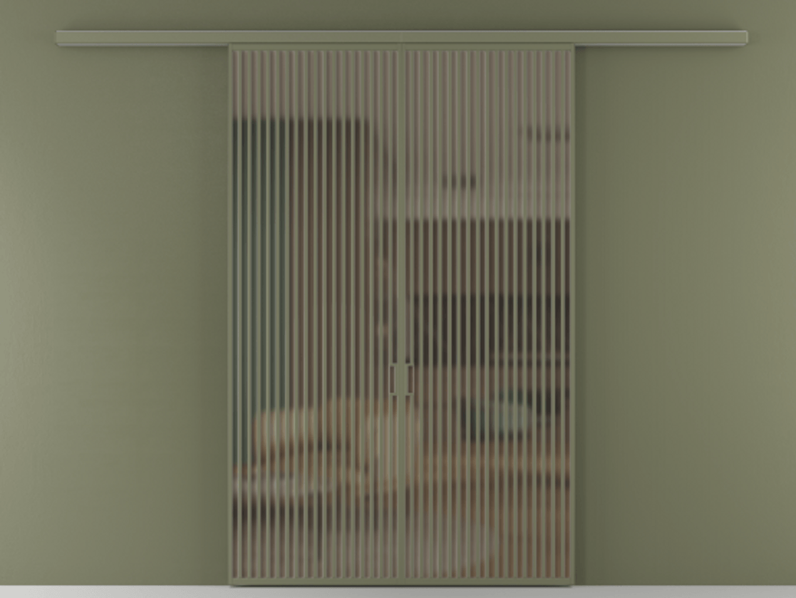 Перегородка Формато вдоль стены 2 створки АЛПР 040.06 Алюминий оливковый тёмный Сатинированное бронзовое стекло, триплекс Цена 2588922 ₸ | Volhovec